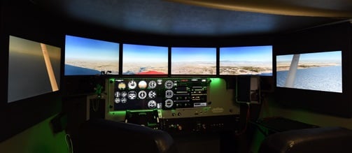 Picture of a Redbird FMX with Display Configuration Version 2, 22 inch monitors with lowered wing displays