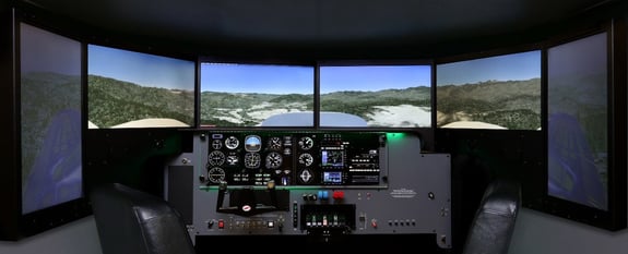 Picture of a Redbird FMX with Display Configuration Version 3, 27 inch monitors with rotated wing displays