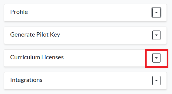 Curriculum Licenses button