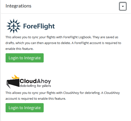 Integrations selections