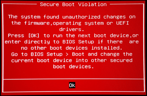 ASUS Secure Boot Violation