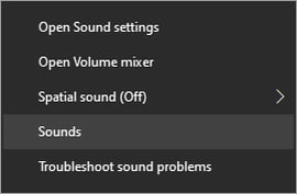 Windows 10 Sound Icon Context menu