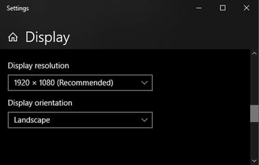Windows 10 Display Settings - Resolution and Orientation
